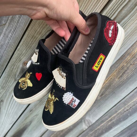 Betsey Johnson Cooper Embellished Black Slip-On Sneakers 7.5M - Picture 3 of 10